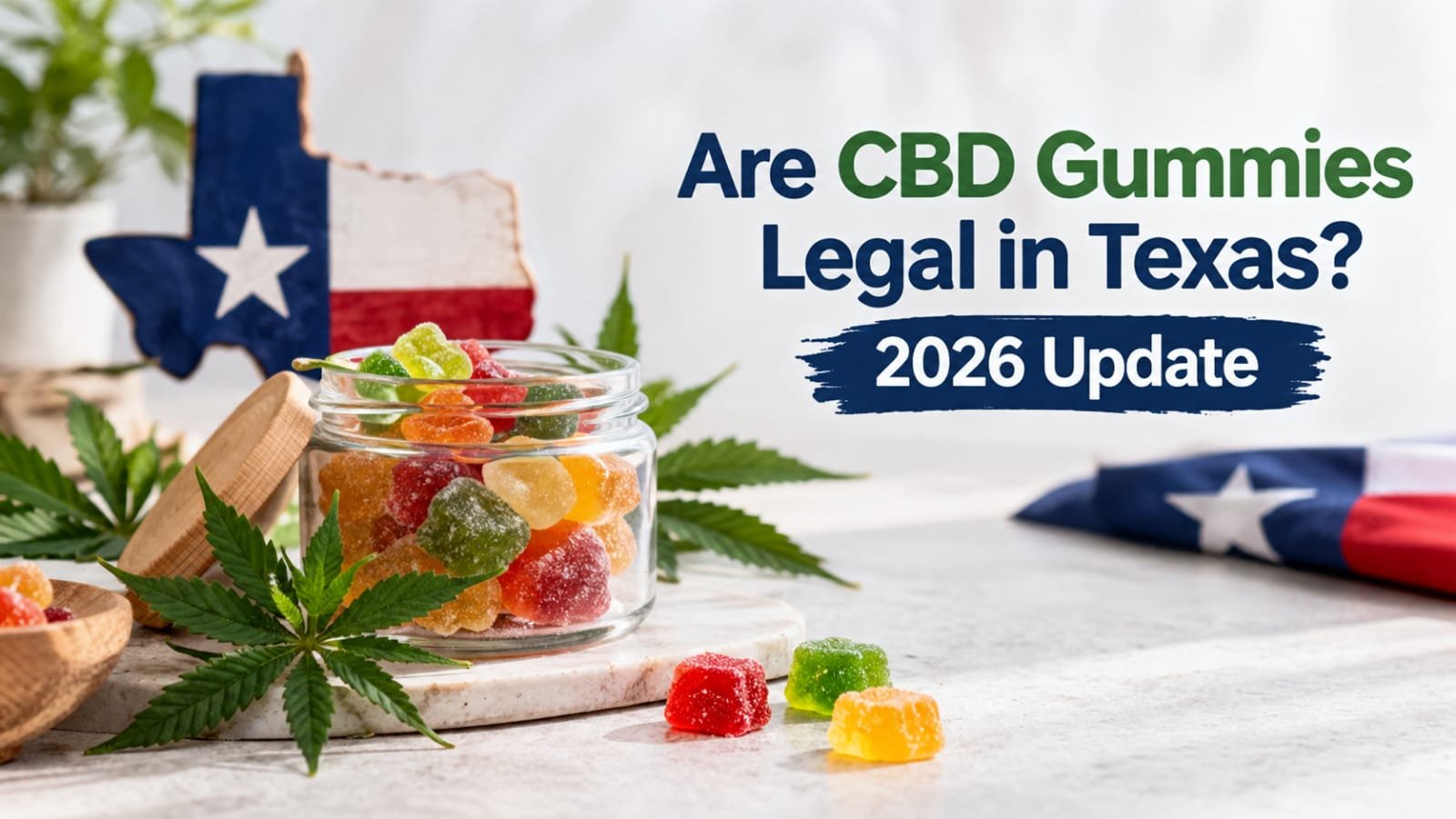 CBD gummies and Texas regulations, illustrating the legal status of hemp-derived products in 2026.