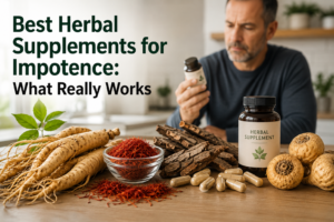Herbal supplements commonly discussed for supporting erectile health and sexual wellness.