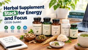 Herbal supplements commonly used in stacks to support energy, focus, and mental performance.